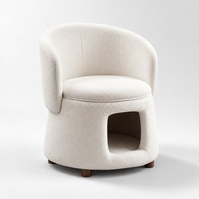 Pet Friendly Accent Chair with Hidden Pet Nook and Acacia Wood Legs