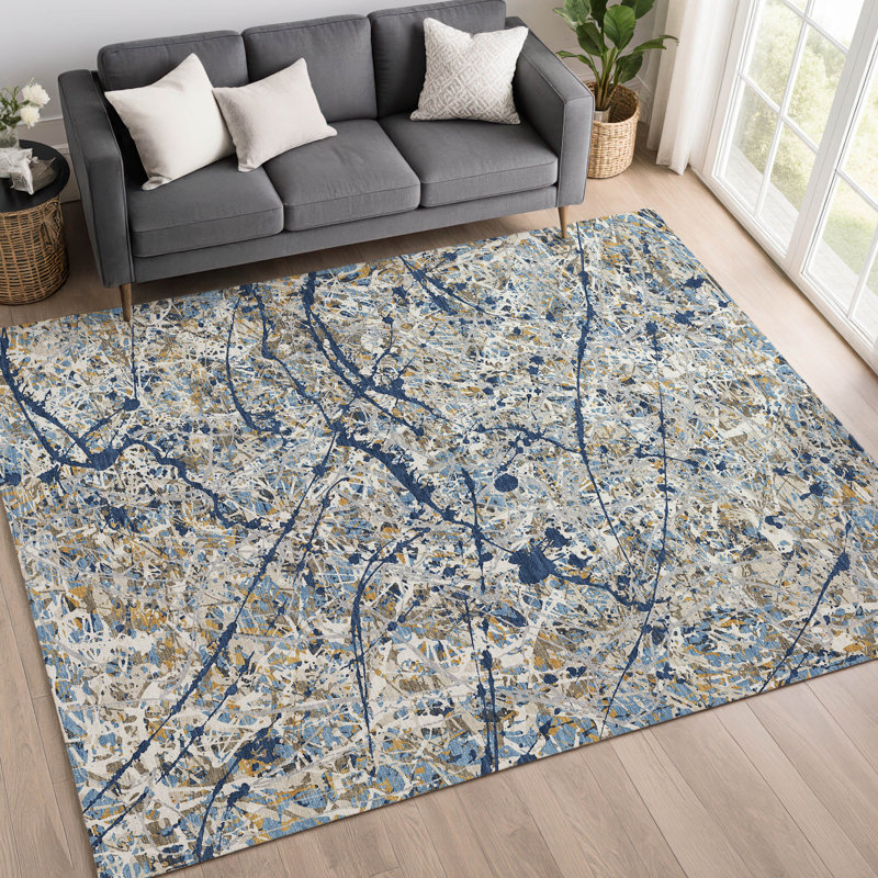 Machine Washable Indoor/Outdoor Jozwiak ACN2389 Abstract Rug, Rectangle 10' x 14'