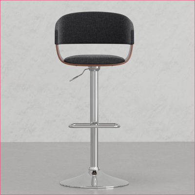Tabouret de bar, pivotant réglable avec repose-pieds Vintage | Salle familiale Kitchen Bar | Gris anthracite | Tissu