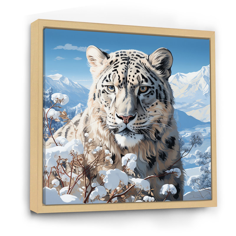 " White Tiger In Winter V ", Natural Floater Framed, 16" H x 16" W x 1" D