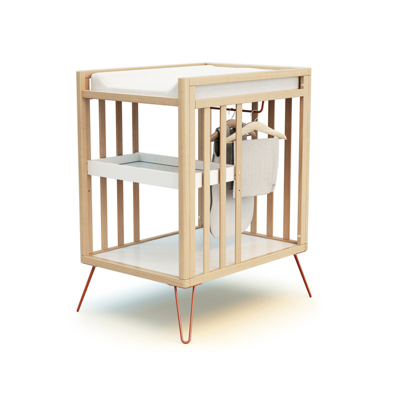 Wooden 2-Shelf Changing Table ONLY, Natural/Red