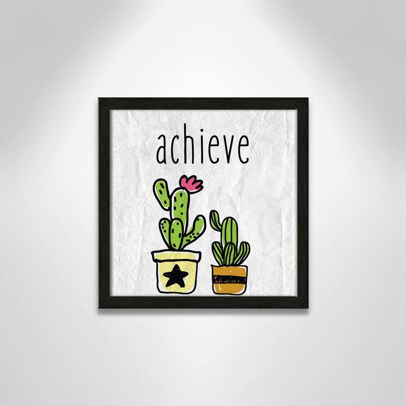 Impression sur papier Cacti C, Encadré de boîte à grain de bois noir, H 12 po x l 12 po x P 1,18 po