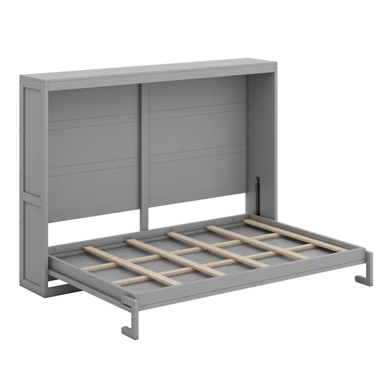 Grand lit escamotable horizontal avec lumières DEL, gris