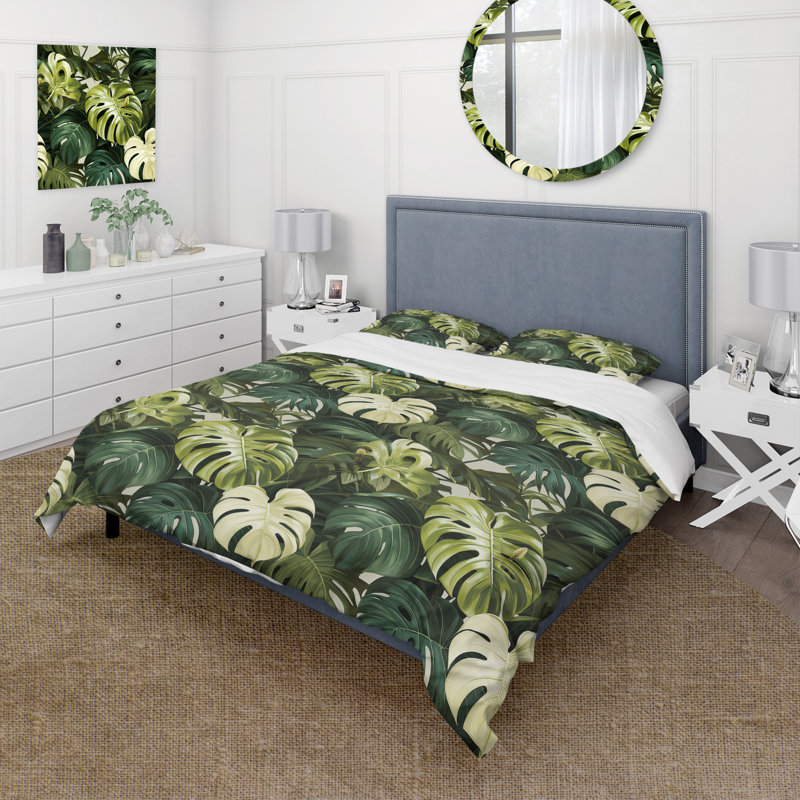 Literie Monstera Elegance, Housse de couette pour très grand lit et 2 très