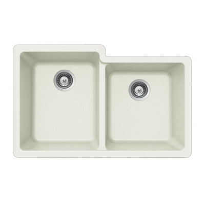 Quartztone 33 " L Undermount Double Bowl Granite Kitchen Sink