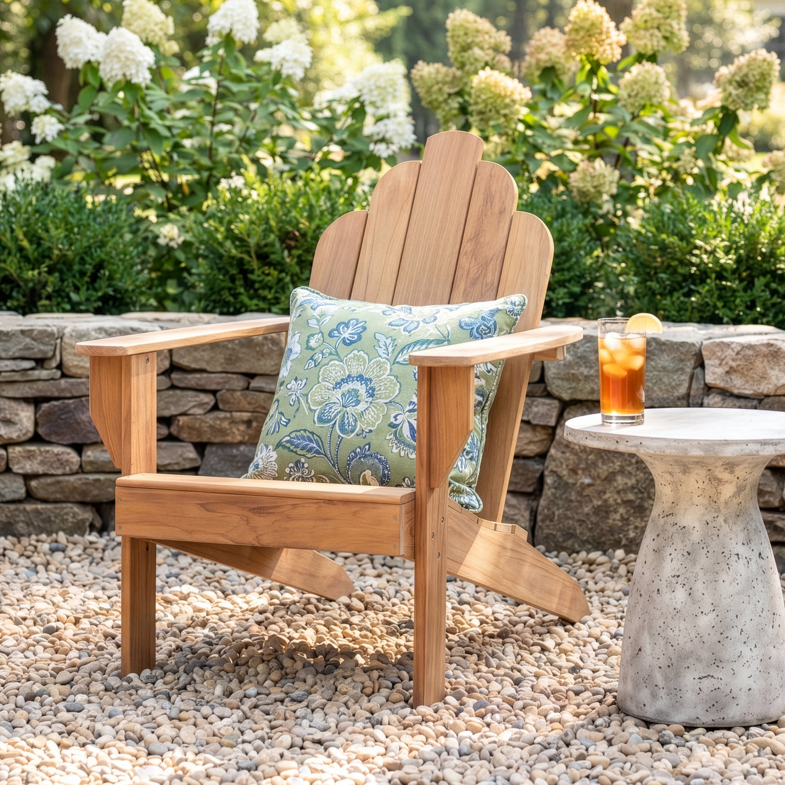 Sanchaya Teak Outdoor Adirondack Chair, Natural