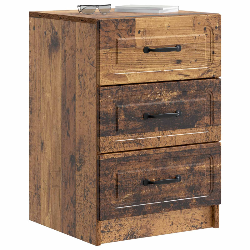 43cm W Manufactured Wood Bedside Table, Old Wood