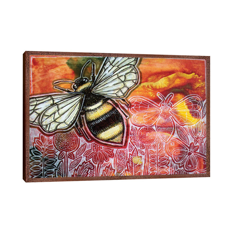 Busy Bee by Lynnette Shelley - Painting on Canvas, Classic Brown Wood Framed, 45.72cm H x 66.04cm W x 3.81cm D