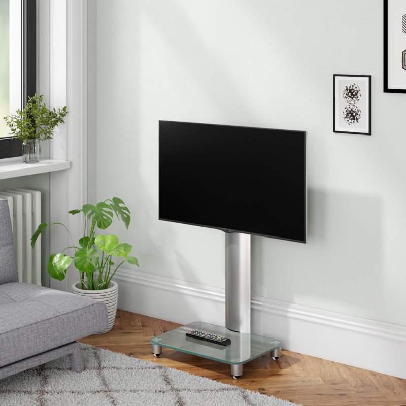 Remagne TV Stand for TVs up to 24", Silver Brushed / Frosted