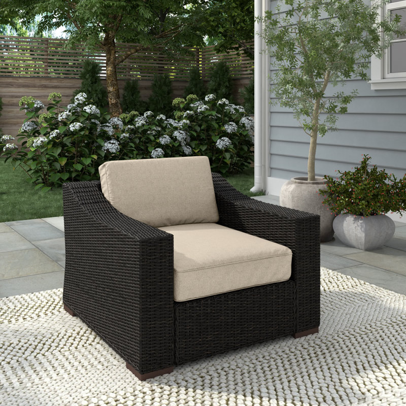 Chaise de patio avec coussins, Brun clair