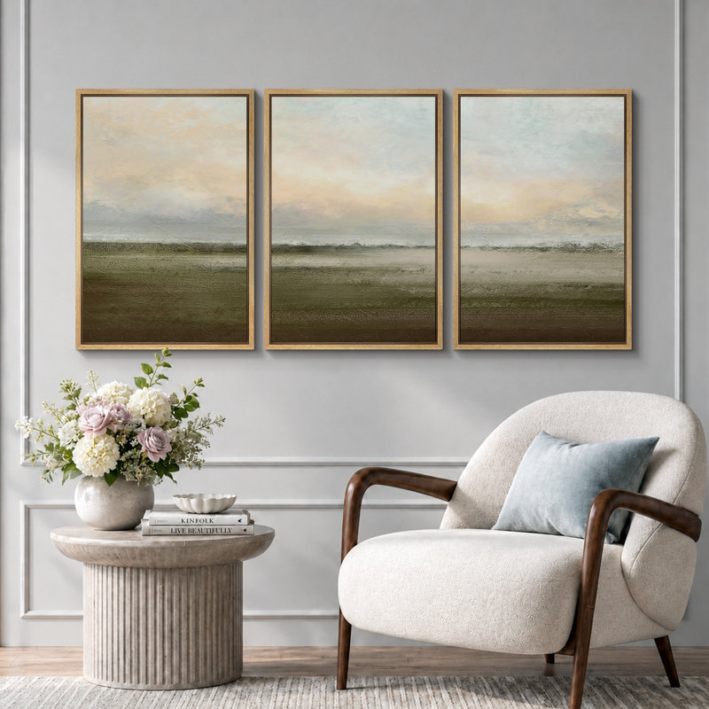 Reproduction d'art sur toile encadrée, 24" H x 48" W, Reproduction avec cadre flottant, Naturel