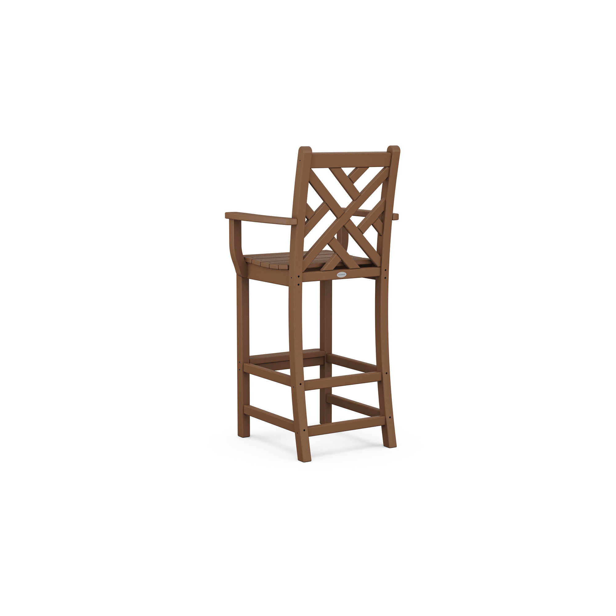 POLYWOOD Chippendale Bar Arm Chair in Sand, Teak