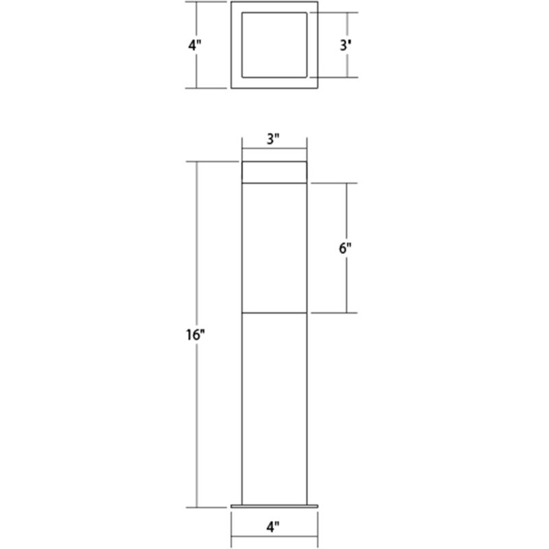  Borne d'éclairage DEL à colonne, Bronze texturé, H 16 po x l 3 po x p 3 po