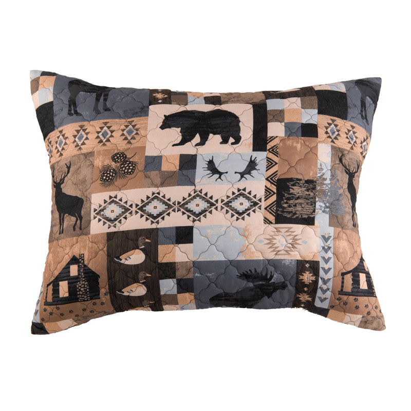 Blue and Brown Microfiber Queen Reversible Quilt Set