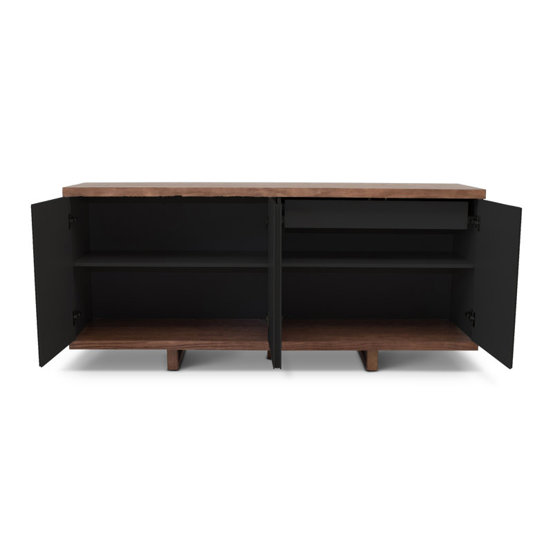 Modern Brazilian 71'' W Solid Wood Sideboard, Nogal/Black