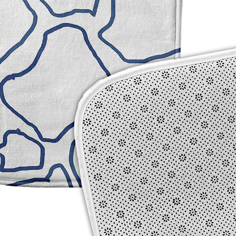 Tapis de bain Petal Lines, L 17 po x L 24 po, Bleu