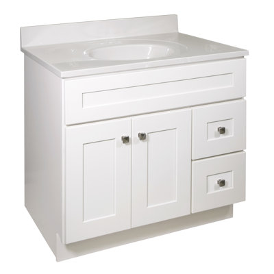 Brookings 37 Inch Solid Wood Bathroom Vanity with Cultured Marble Top, Assembled, Sherwin Williams® Gray – Design House, 216127