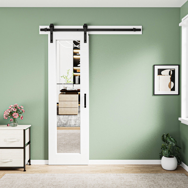  𝗙𝘂𝗹𝗹-𝗮𝘀𝘀𝗲𝗺𝗯𝗹𝗲𝗱 𝗗𝗼𝗼𝗿 𝗣𝗮𝗻𝗲𝗹𝘀, portes de grange coulissantes en bois massif 1-Lite avec trousse de quincaillerie d'installation