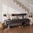 62" W Chenille Upholstered Bench with Backrest
