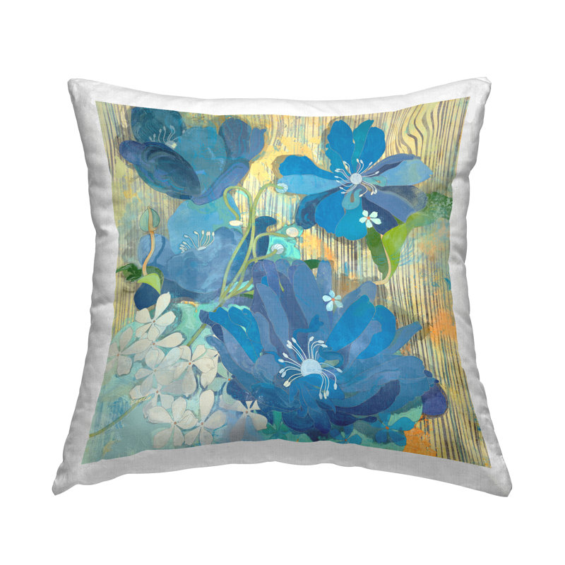 Conception de coussin décoratif Vivid Blue Blossom par Evelia Designs