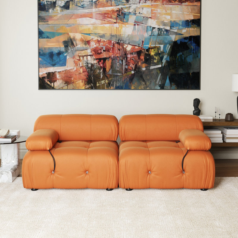 Causeuse cylindrique 69,3 po Cylar, Velours orange