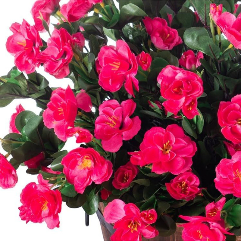 6 pièces rhododendron artificiel d'été décoratif, Rouge