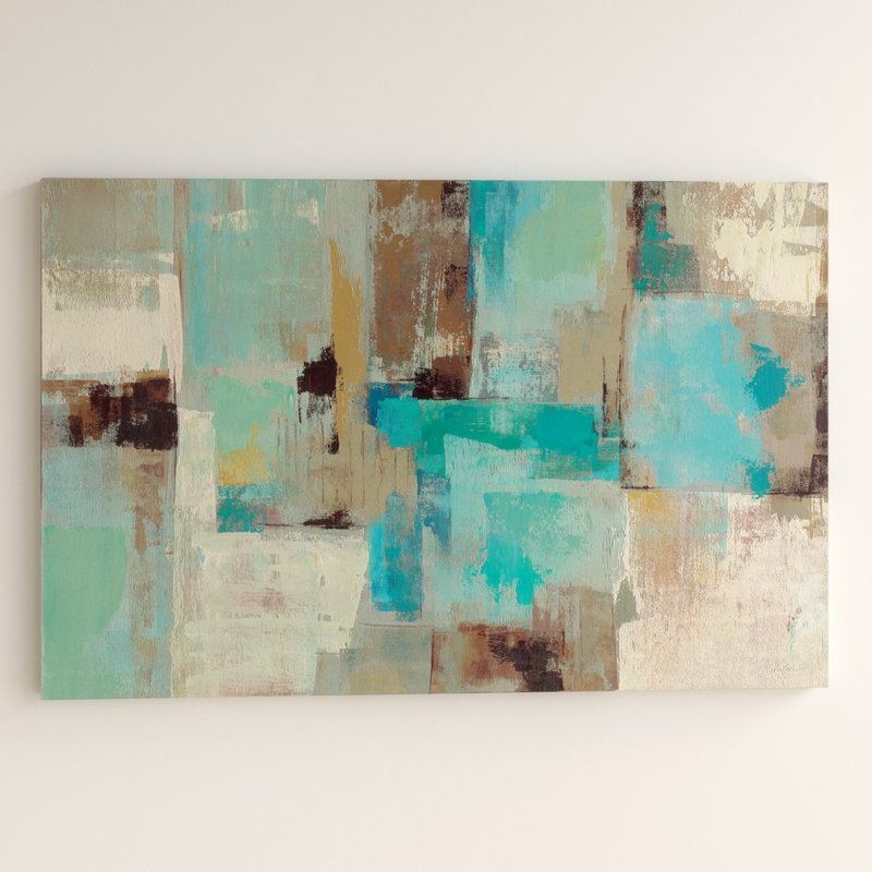 Teal And Aqua Reflections #2 by Silvia Vassileva - Print on Canvas, Wrapped Canvas, 101.6 cm H x 66.04 cm W x 1.91 cm D
