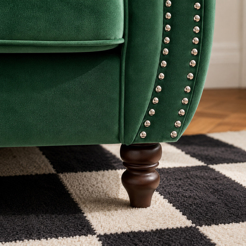 Canapé moderne en tissu avec sièges profonds, coussins de soutien et confort de salon raffiné, Vert