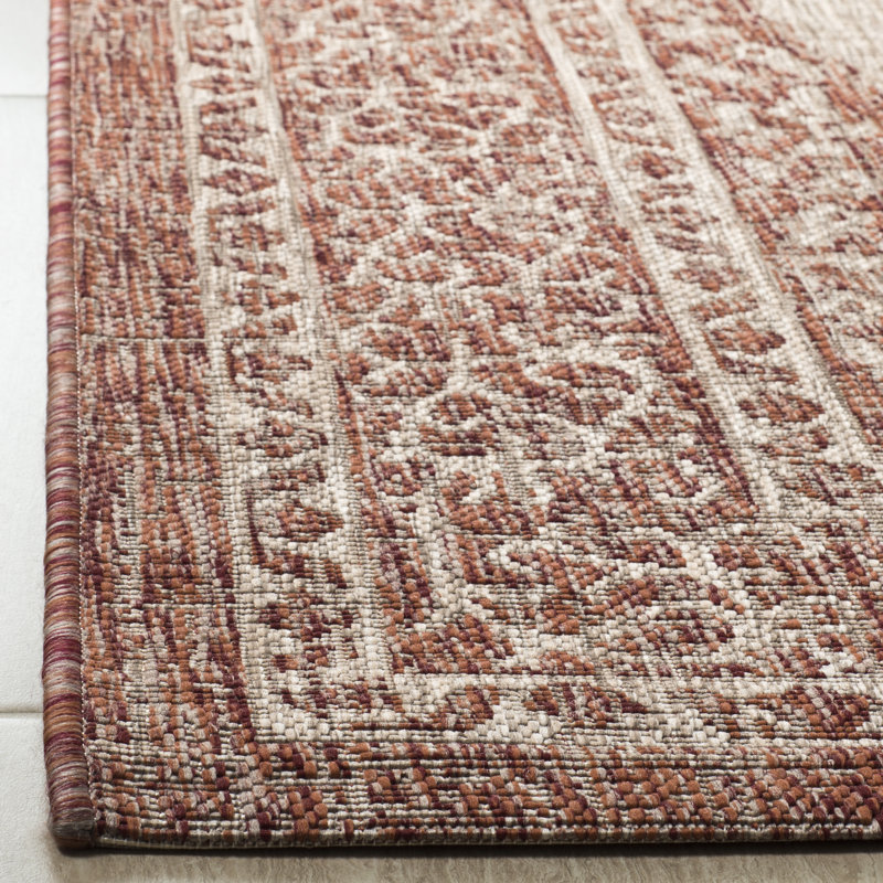 Auburn Beige/Terracotta Indoor/Outdoor Rug, Rectangle 201 x 290 cm