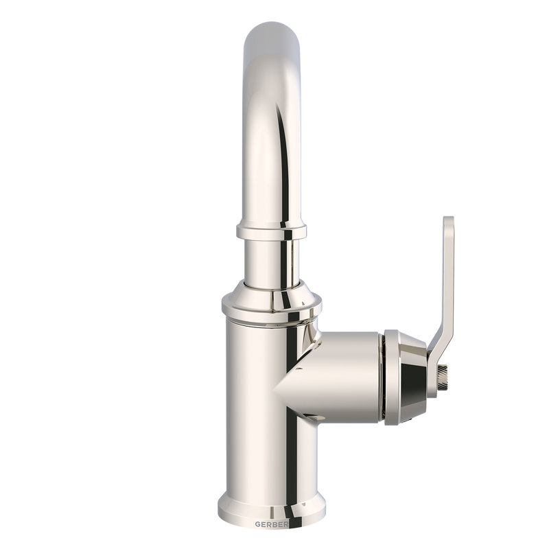 Kinzie Single Handle Single Hole Bathroom Faucet with Metal Touch Down Drain Included, Polished Nickel