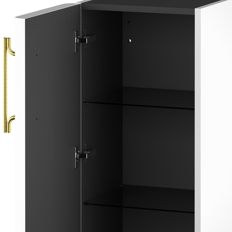 Ashauria Bathroom Cabinet, Premium White Supermatt/Gold, Left