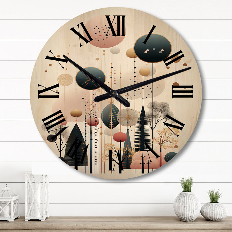 Horloge murale en bois massif Alyssa, Grand