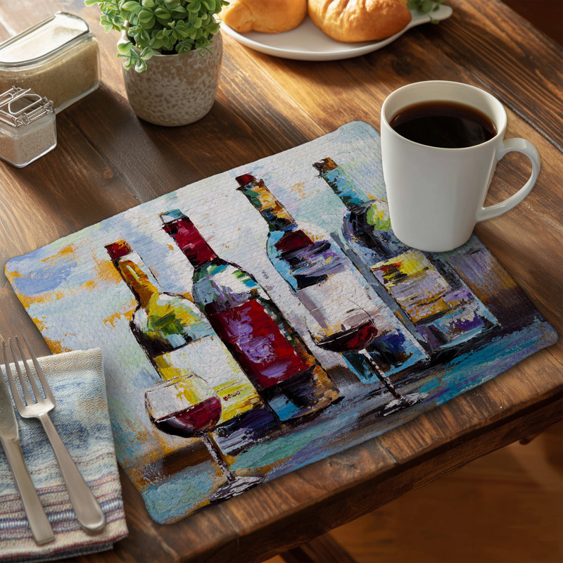 Wine Tasting Braided Polyester Placemat - Contemporary Decor