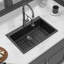 Évier à quartz 33 po x 22 po, finition en granit noir, cuisine nécessitant peu d'entretien: 33 po x 22 po: tactile, durable et propre