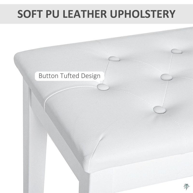 Piano Bench With Padded Cushion And Wooden Frame, Button Tufted Keyboard Bench