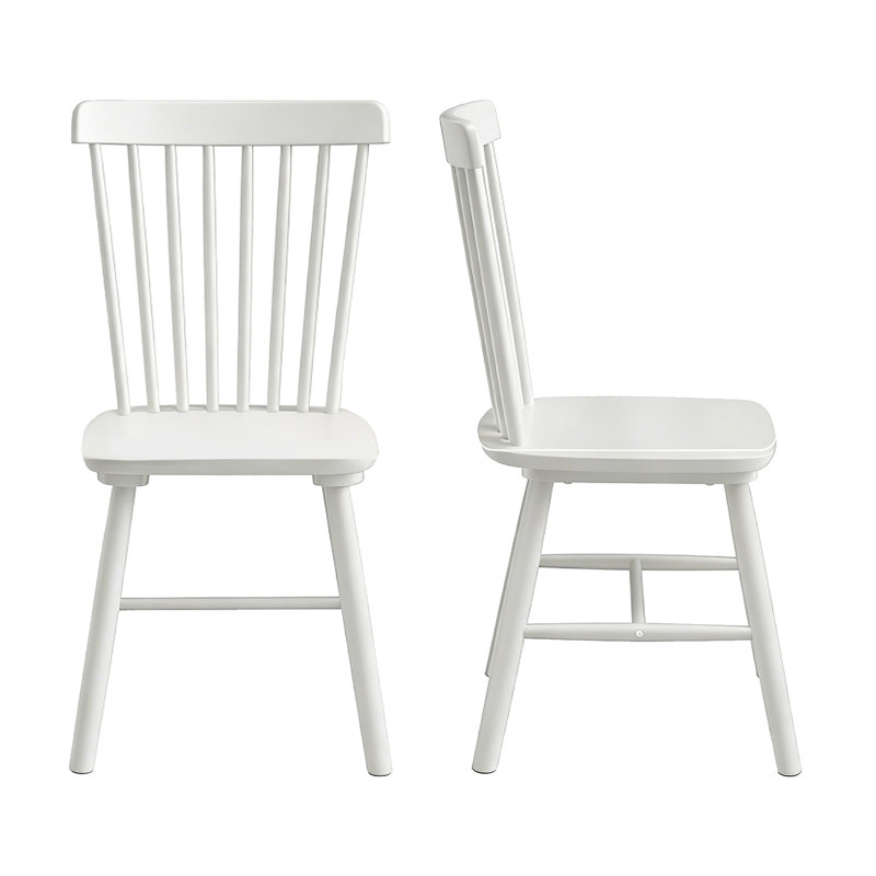Solid Wood Windsor Dining Chairs, White