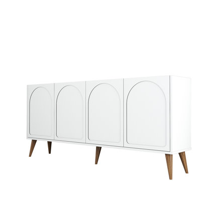 Modern Console Table, White & Walnut, 70.9 x 31.9 x 13.8 inches | 100% Melamine Coated Particle Board, Thickness: 0.7 inches | Scandinavian Design, Sleek & Stylish for Living Room or Entryway, Durable & Elegant