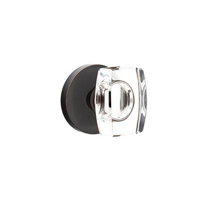 Ensemble de boutons de passage Emtek avec rosette à disque et bouton en verre Windsor