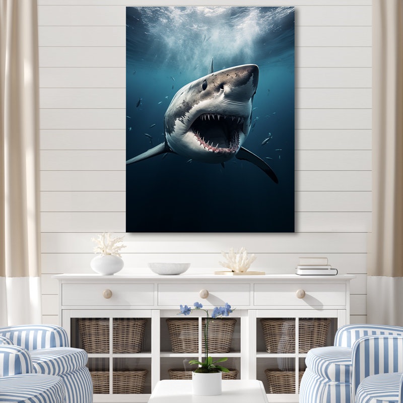 " Blue Shark Apex Predator Photo ", 44" H x 34" W x 1.5" D, Wrapped Canvas