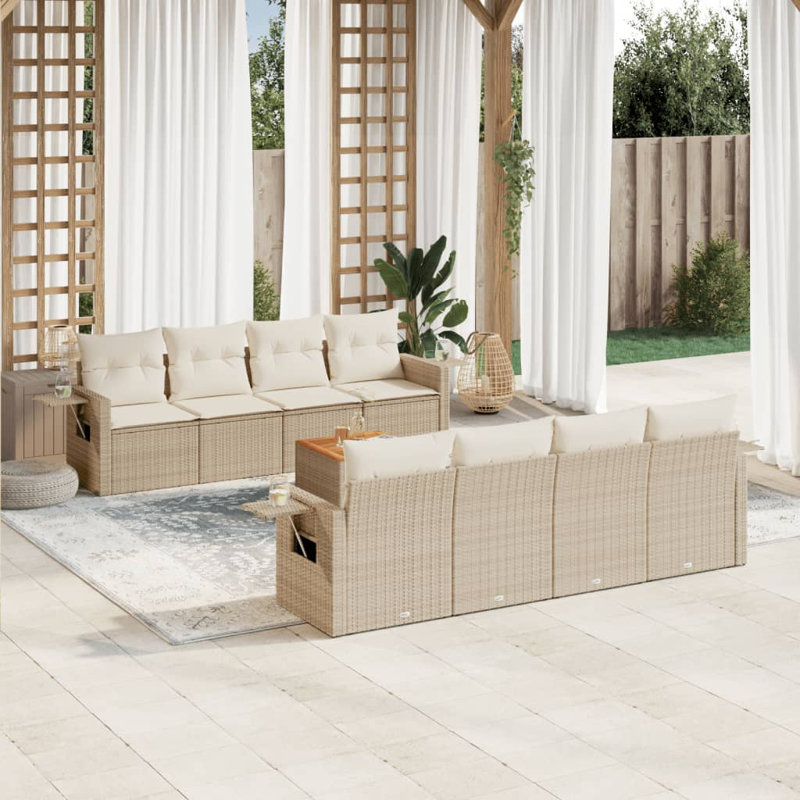  Ensemble de canapé de jardin modulaire en PE rotin beige