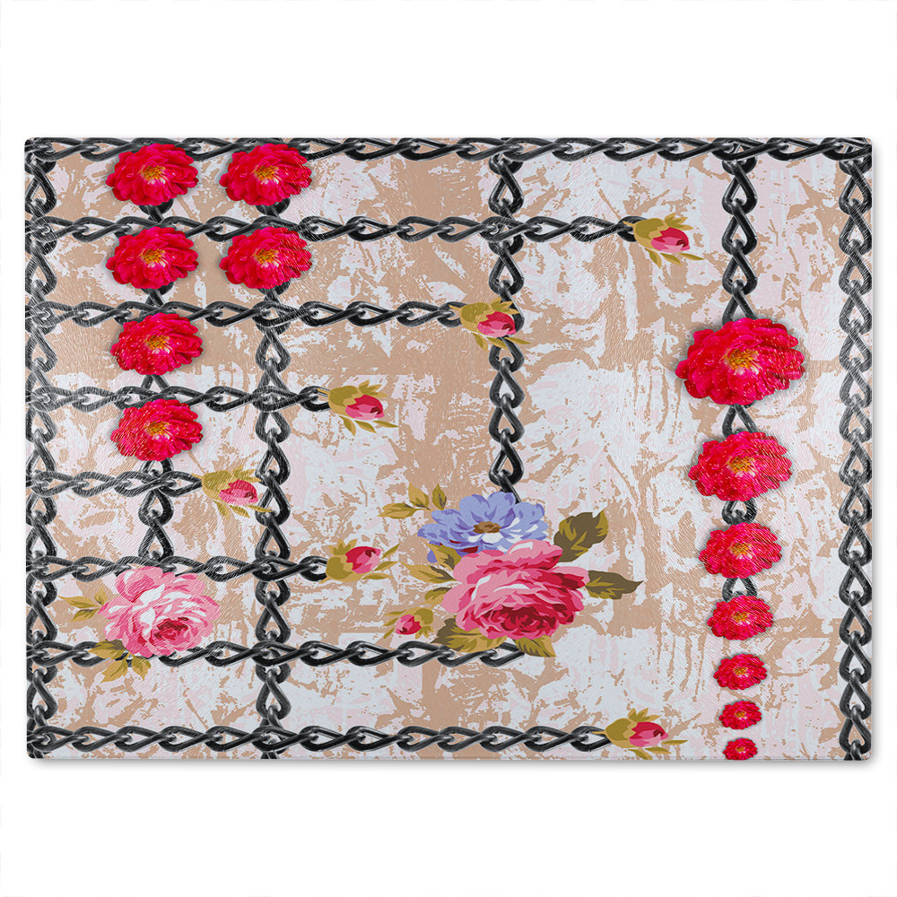 Flowers & Chains Glass Chopping Board