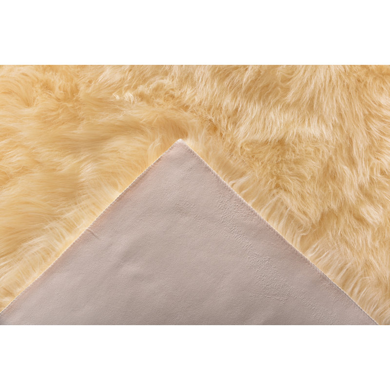 Tapis gris à poil long fait à la main, Rectangle 8 pi x 10 pi