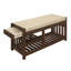 Banc rembourré en tissu texturé moderne et contemporain de 38 po avec deux tiroirs cachés pour un rangement discret, deux tablettes de rangement ouvertes pratiques