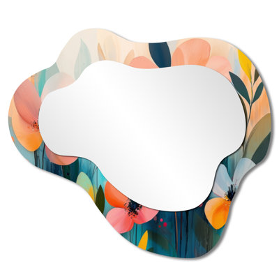 Botanical Wildflowers Petals In The Breeze I - Wildflowers Cloud Decorative Wall Mirror, Traditional Vanity Mirror, Printed on Metal