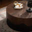 Table basse ronde en bois fabriquée à la main en relief à piédestal robuste pour le salon, sans assemblage-1439672119