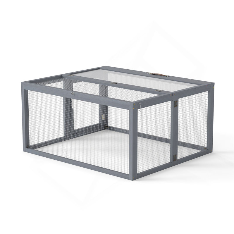 Cage à lapin pliante avec portes verrouillables et piquets de sol