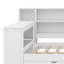 Lit plateforme double en bois avec tête de lit tapissier à DEL, tablettes de rangement, 2 tiroirs, chargement USB, couleurs ajustables et bureau intégré-1421901889-1421901903