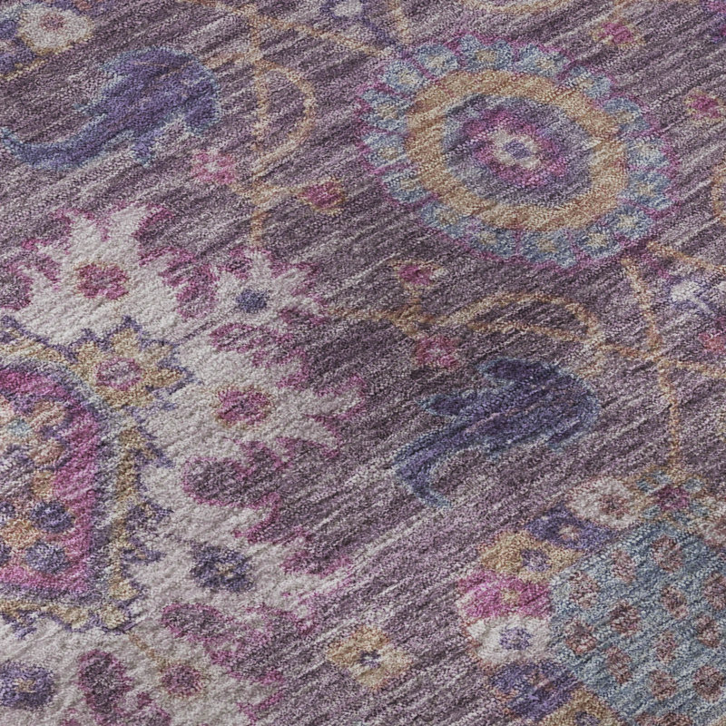 Premium Machine Washable Mayfield AMF2151 medallions Rug, Rectangle 3' x 5', Eggplant
