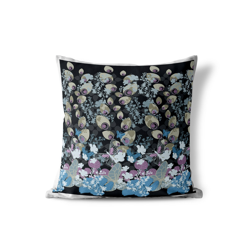 Polyester Throw Square Pillow Cover & Insert, 16" x 16", Black