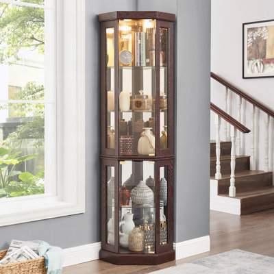 Corner Glass Cabinet Lighted Curio Cabinet Corner Display